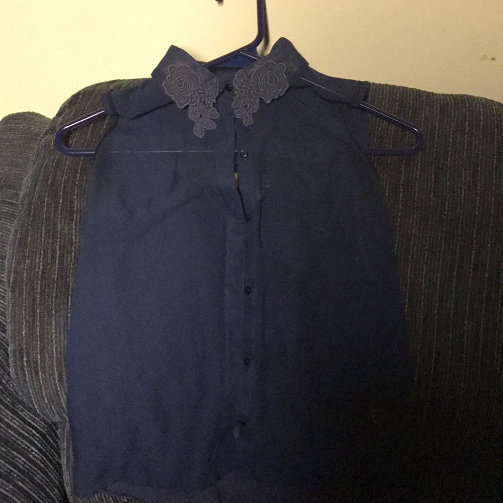 Blue button down tank